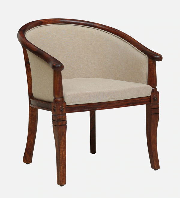 Classic Sheesham Wood Arm Chair In Beige & Honey Oak Finish