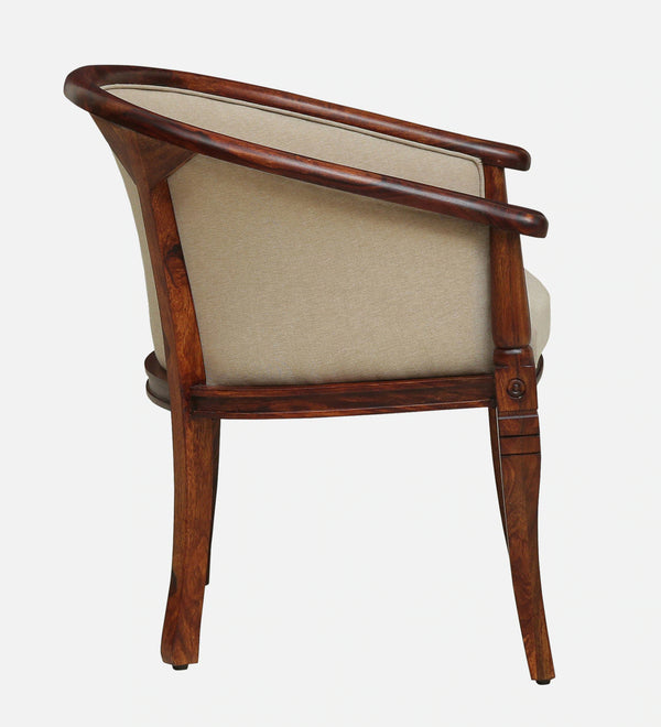 Classic Sheesham Wood Arm Chair In Beige & Honey Oak Finish