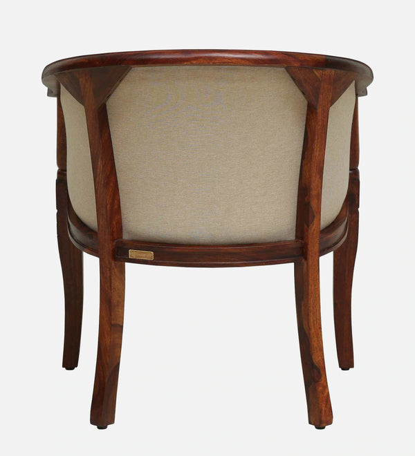 Classic Sheesham Wood Arm Chair In Beige & Honey Oak Finish
