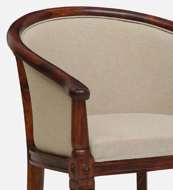 Classic Sheesham Wood Arm Chair In Beige & Honey Oak Finish