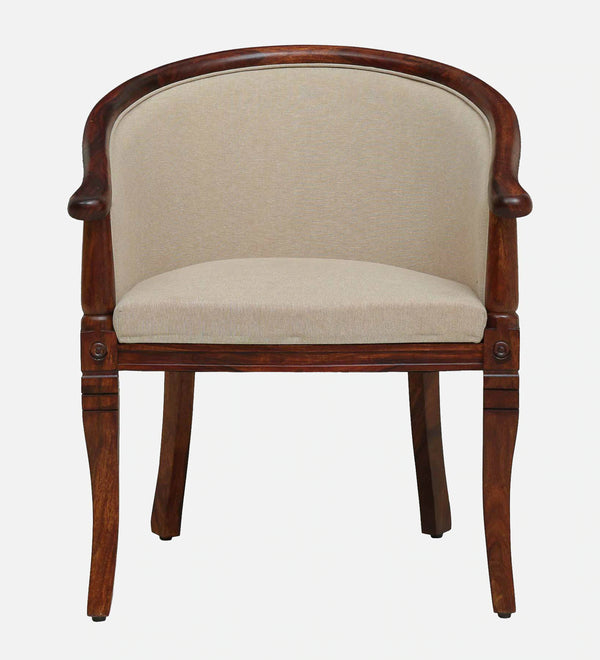 Classic Sheesham Wood Arm Chair In Beige & Honey Oak Finish