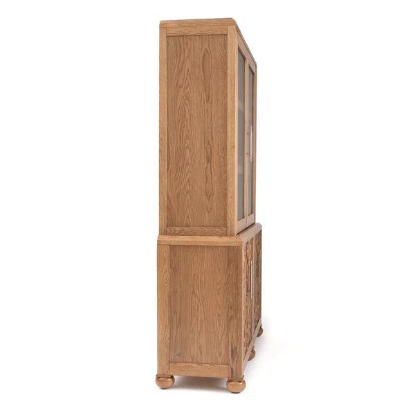 Azalea Solid Oak Storage Cabinet - With Fluted Glass Hutch