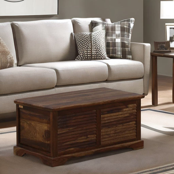 sheesham wood trunk, wooden storage trunk