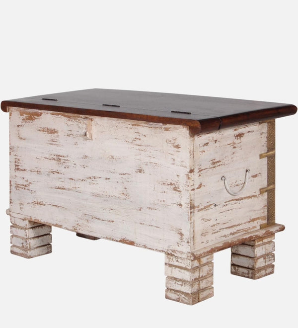 Modern Solid Wood Linen Trunk in Distress Finish