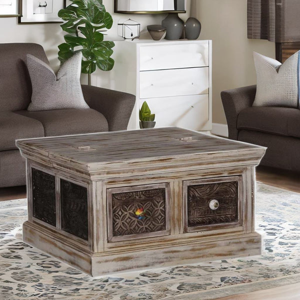 Modern Solid Wood Trunk in Distress Finish