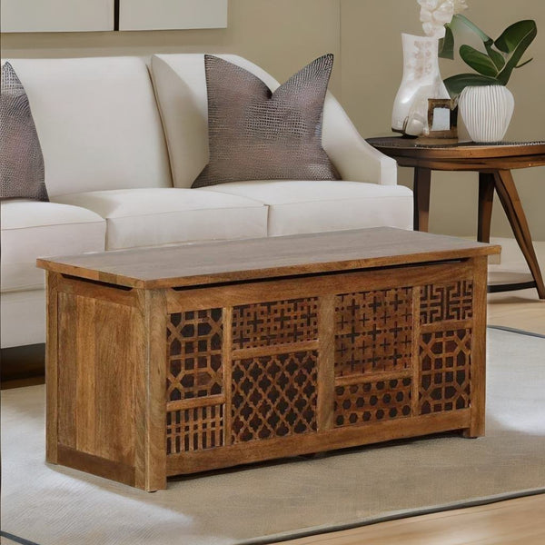 Modern Solid Wood Linen Trunk in Provincial Teak Finish