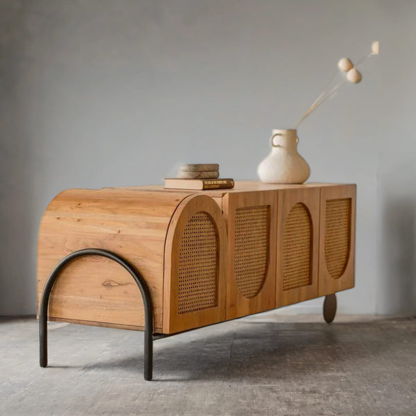 Lucia Acacia Wood Rattan Entertainment Unit
