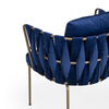 Fancy Metal & Velvet Patio Chair - Royal Blue Finish