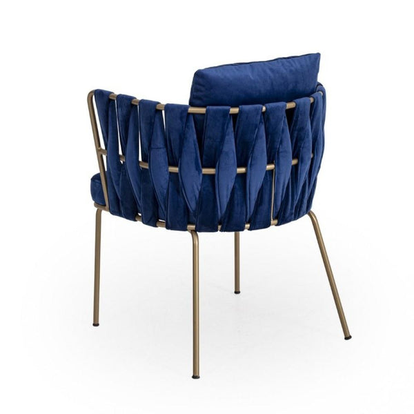 Fancy Metal & Velvet Patio Chair - Royal Blue Finish