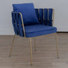 Fancy Metal & Velvet Patio Chair - Royal Blue Finish