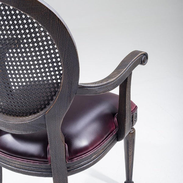 Classic Solid Wood Rattan Arm Chair