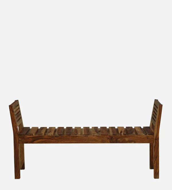 ClassicSheesham Wood Bench In Rustic Teak Finish