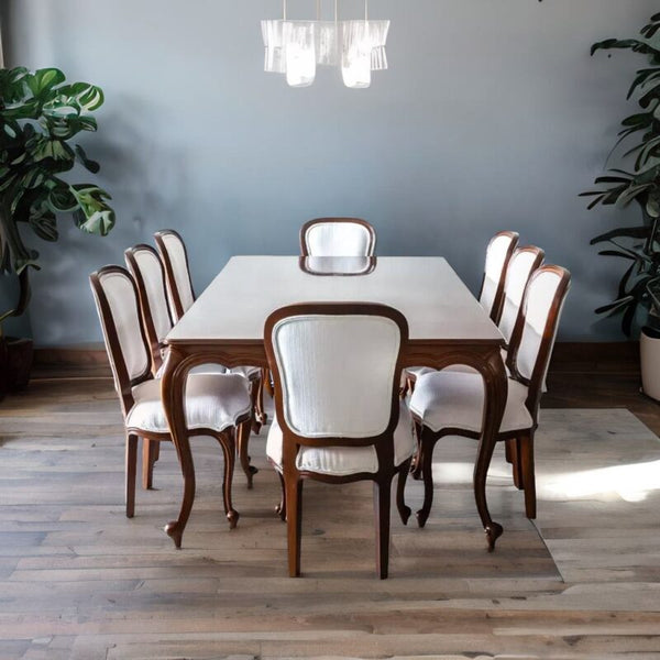 Luxury French Solid Teak Wood Dining Table Set - 4 Seater, 6 Seater, 8 Seater - All Sizes