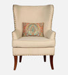 Royal Fabric Wing Chair In Beige Floral Colour