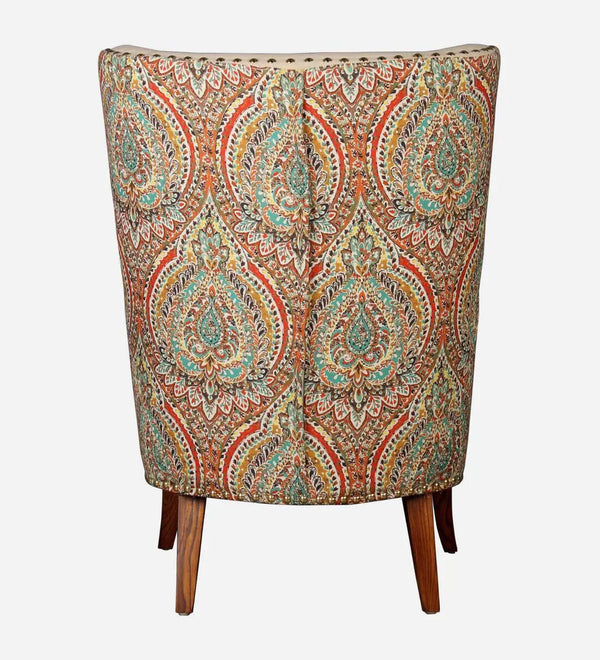 Royal Fabric Wing Chair In Beige Floral Colour