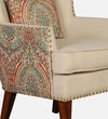 Royal Fabric Wing Chair In Beige Floral Colour