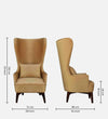 Classic Velvet Wing Chair in Mustard Colour