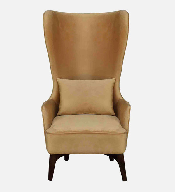 Classic Velvet Wing Chair in Mustard Colour