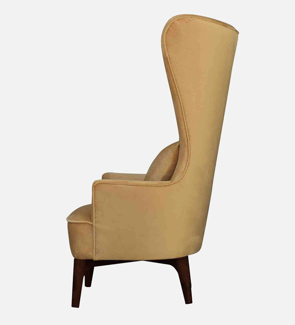 Classic Velvet Wing Chair in Mustard Colour