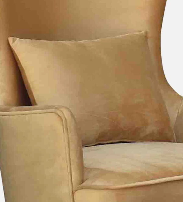 Classic Velvet Wing Chair in Mustard Colour