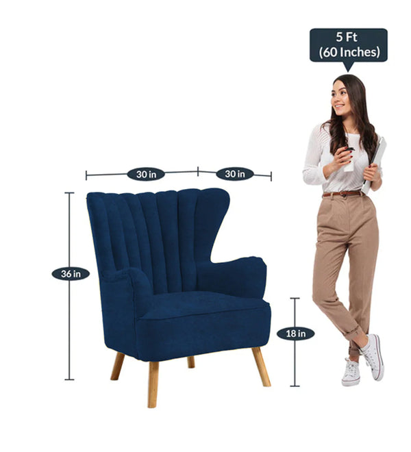 Classic Wing Chair in Blue Colour