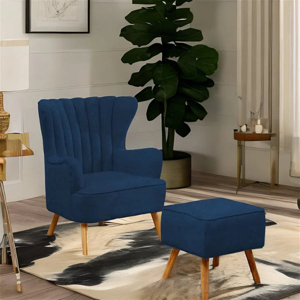 Classic Wing Chair in Blue Colour