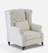 Classic Fabric Wing Chair in Off-White Colour