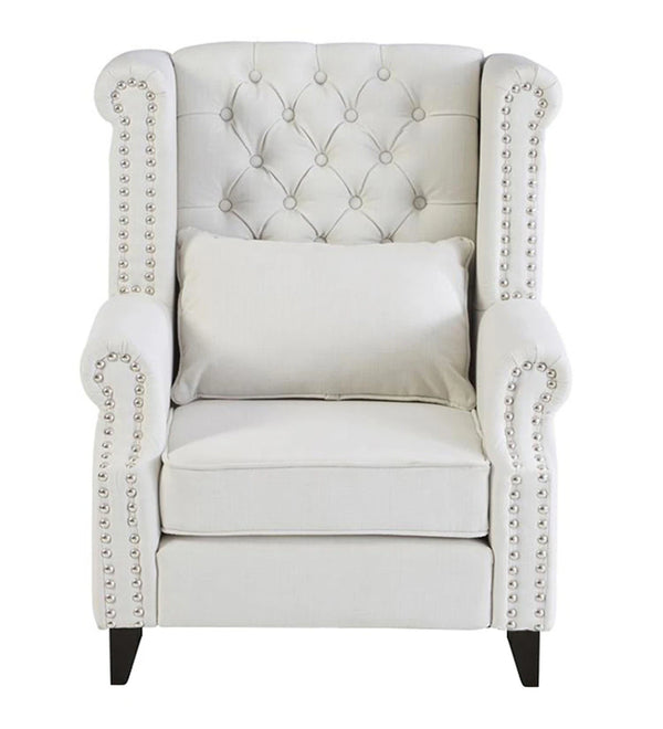 Classic Fabric Wing Chair in Off-White Colour