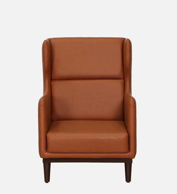 ClassicLeatherette Wing Chair In Tan Colour
