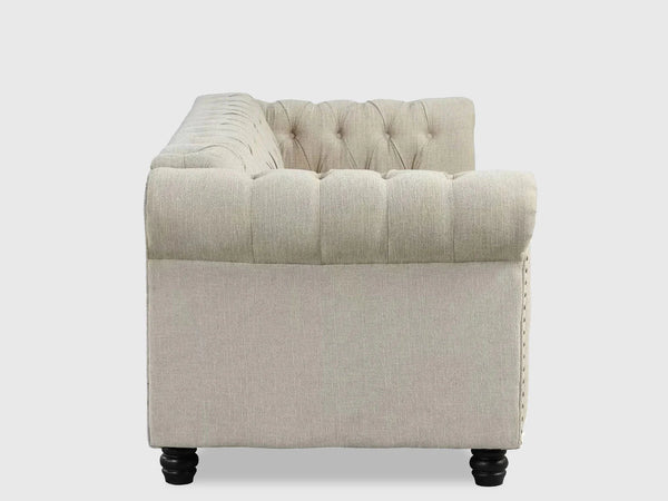 Chesterfield Three Seater Couch - Sofa Beige