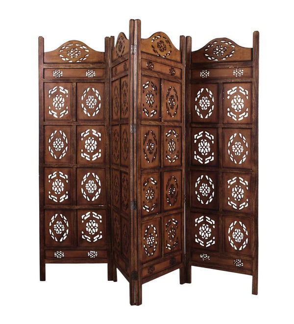 Handmade Wooden Room Separator In Brown Colour