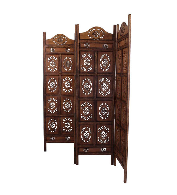 Handmade Wooden Room Separator In Brown Colour