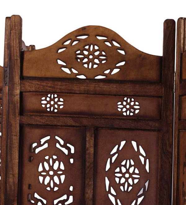 Handmade Wooden Room Separator In Brown Colour