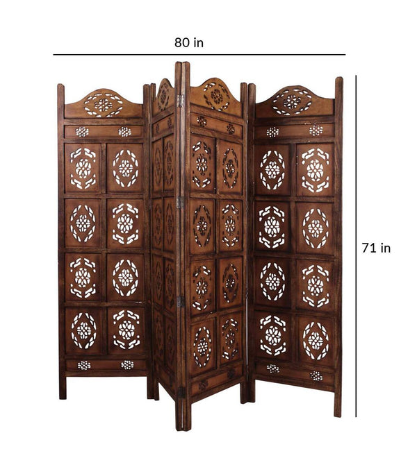 Handmade Wooden Room Separator In Brown Colour