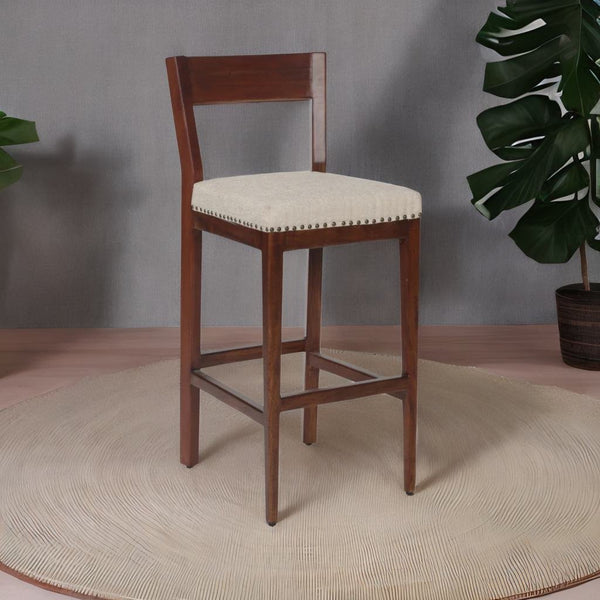 Sheesham Wooden Cafe Stool - Walnut Finish