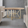 Classic Solid Sheesham Wood and Metal Base Dining Table