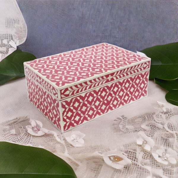 Mother of Pearl Solid Wood and Bone Jewelry Box