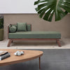 Classic SheeshamWood and Fabric Brown and Green Chaise Lounge