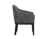 Modern Solid Wood Leather Arm Chair- Grey Finish