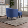 Modern Fabric Royal Blue Wooden Barrel Chair