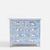 Blue Toki Bone Inlay Chest of 5 Drawers