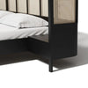 Rio Classic Solid Wood Rattan Bed With Attached Side Table In Black Finish -All sizes