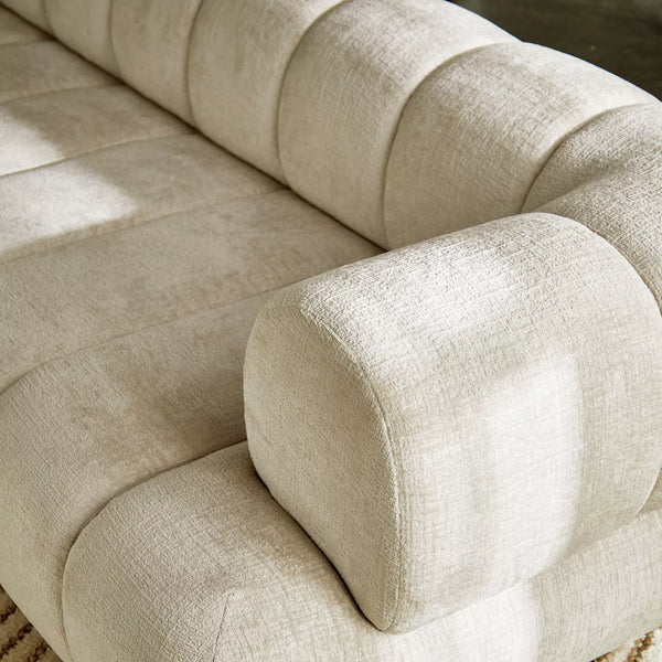 Milano Beige Modern Boucle Fabric Sofa - 4 Seater