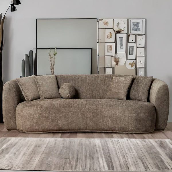 Modern Solid Wood 3 Seater Fabric Sofa- Green Finish