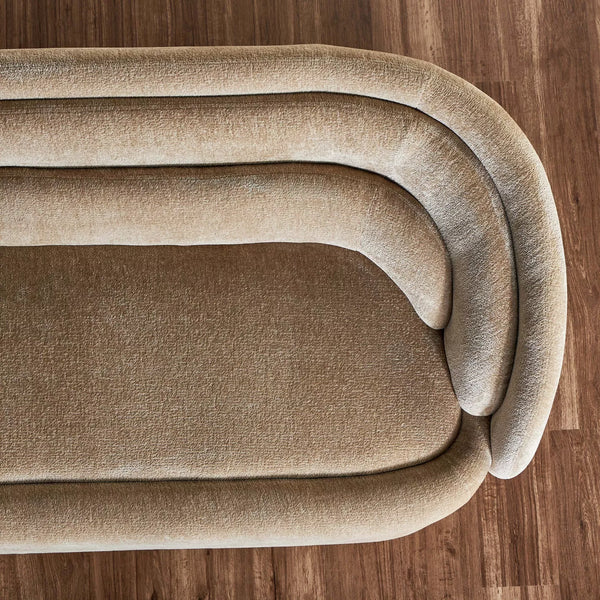 Milano Modern Beige Boucle Fabric Sofa With Metal Legs- 3 Seater