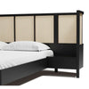 Rio Classic Solid Wood Rattan Bed With Attached Side Table In Black Finish -All sizes