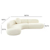 Modern Sectional Curve Fabric Sofa - Cream Finish