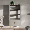 Modern Solid Wood Tall Bookcase With Doors - Taupe Finish