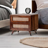 Classic Rattan Sheesham Solid Wood Brown Finish Bedside Table