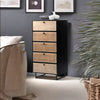 Modern Rattan Mango Solid Wood Iron Base Chest Of 5 Drawers